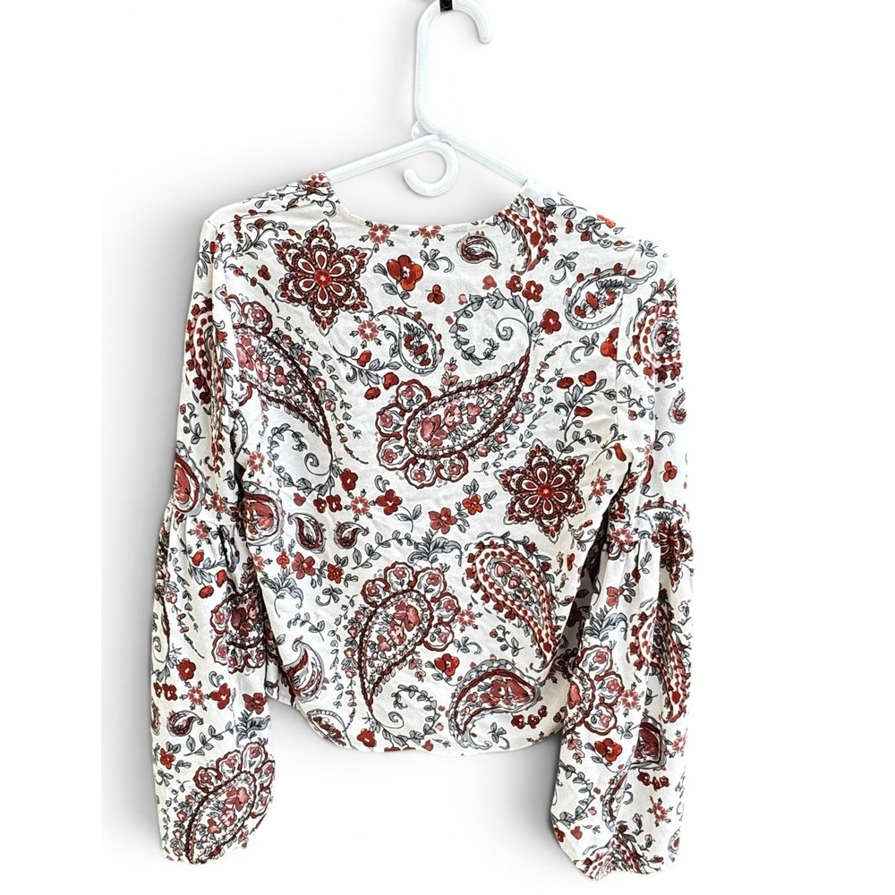 Banana Republic Paisley Floral Peasant Blouse Womens M Boho Puff Sleeve - Picture 2 of 3